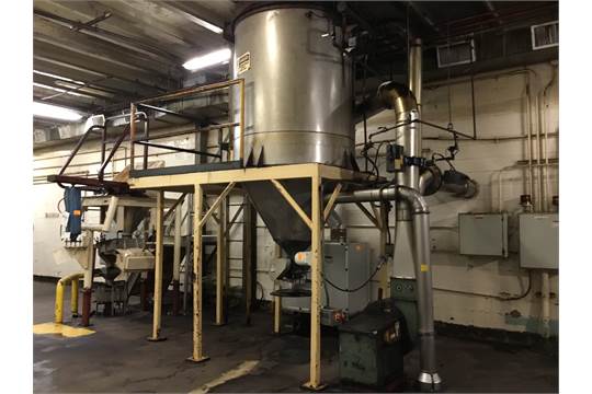 Dust Collector w/ SS Bag House, 5'dia x 8'H straight x 40" cone